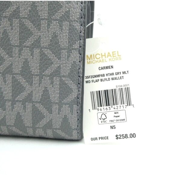 Michael Kors Carmen Heather Gray Medium Flap Bifold Wallet NWT - Picture 4 of 5